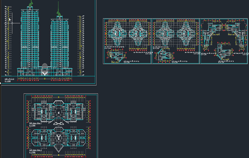 دانلود فایل اتوکد پروژه مجتمع آپارتمانی و تجاری 27 طبقه DWG | Apartment Mall Project 27 Floors برای AutoCAD